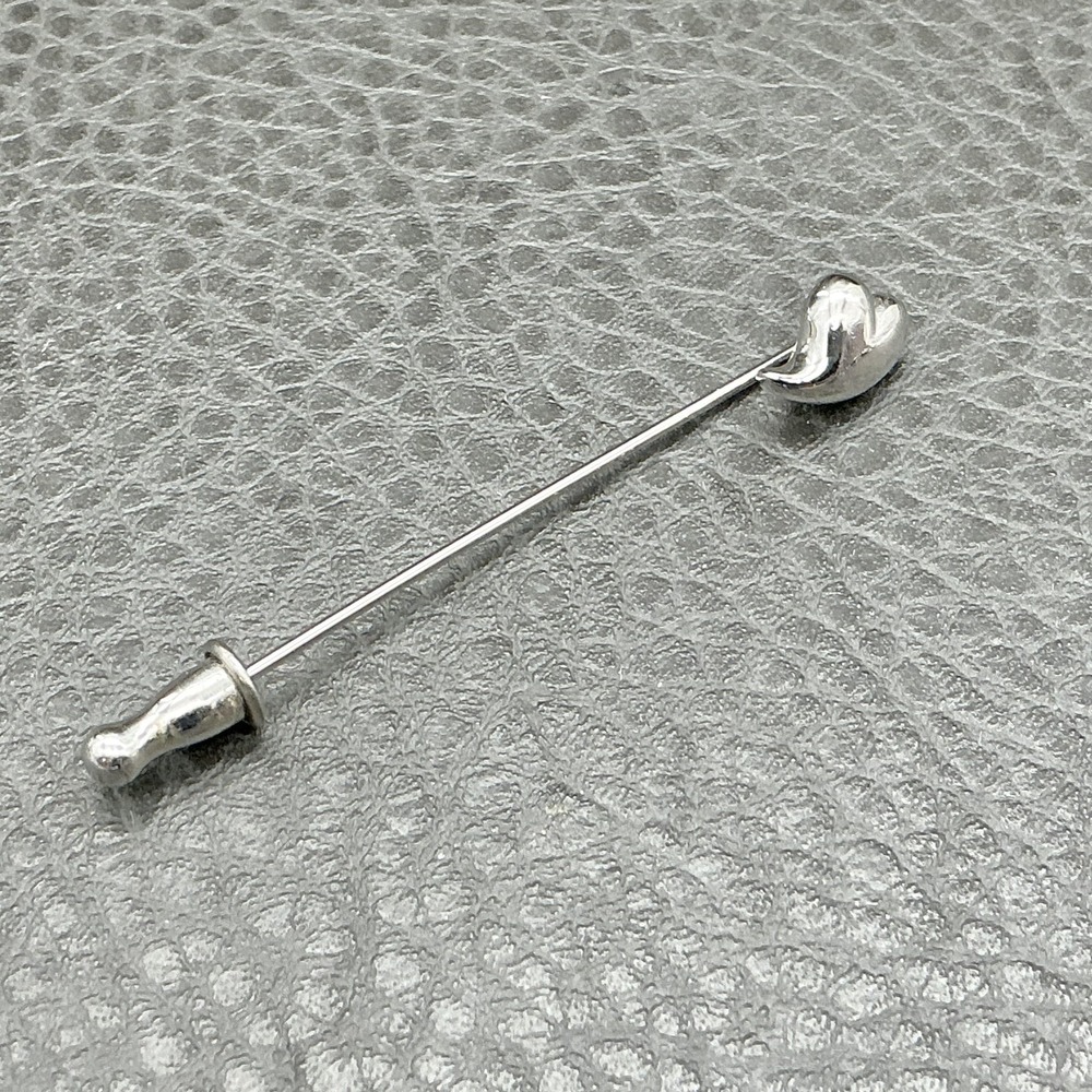 Vintage Monet Heart Stick Pin Silver Tone Lapel Brooch Signed Costume Jewelry